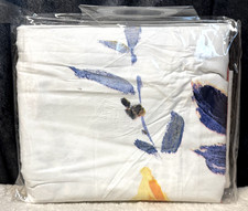 100 Cotton Abstract Floral King Flat Sheet With Pillowcase Set White Multicolor