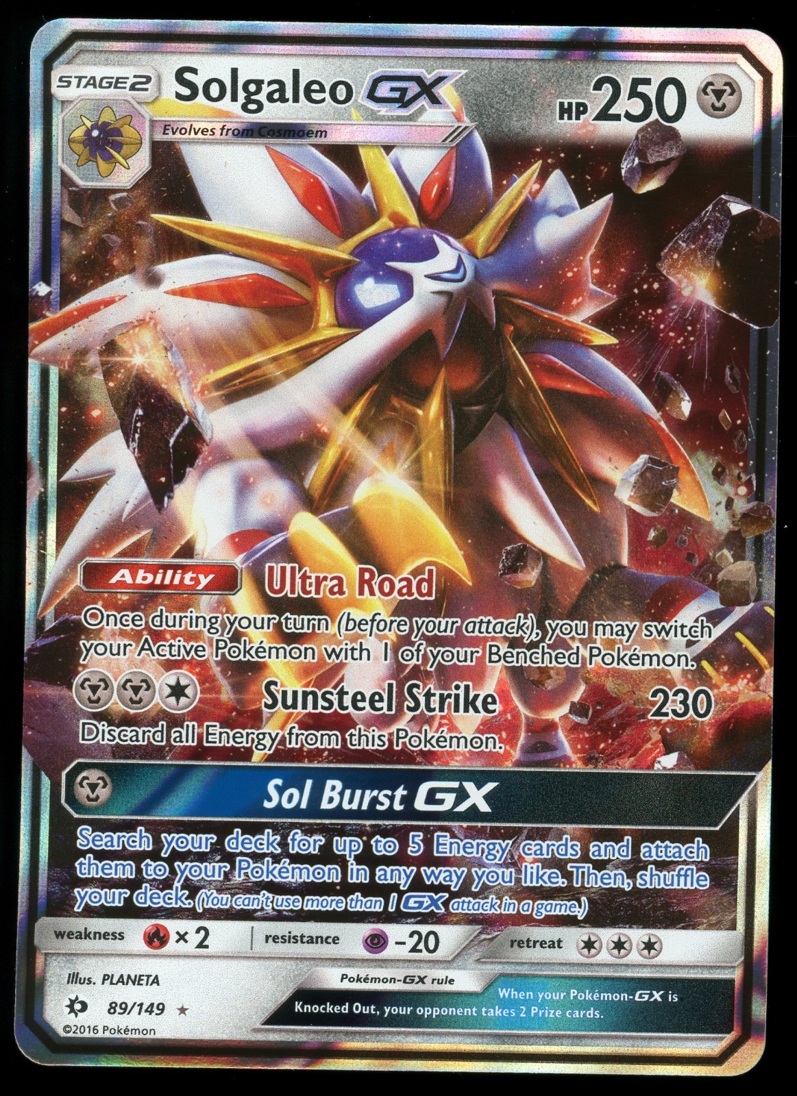 Solgaleo GX - 89/149 - Pokemon Sun & Moon Base Set Ultra Rare Card NM