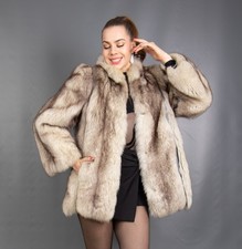 18202 GLAMOROUS REAL BLUE FOX COAT LUXURY FUR JACKET PELZ BEAUTIFUL LOOK SIZE M