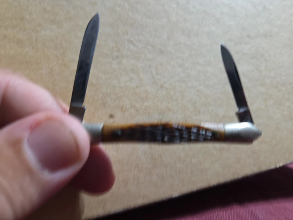 Mini navaja de bolsillo japonesa vintage de los años 80 2 hojas cuchillo plegable Foto 2 de 4