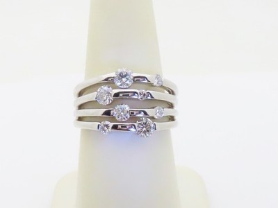 Natürliche Diamant Ringe Weißgold Schmuck Damen bündige Fassung 14k Größe 7 R1730