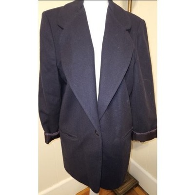 DAVID BENJAMIN Navy Blue Lined Wool Blazer Jacket Ladies Large