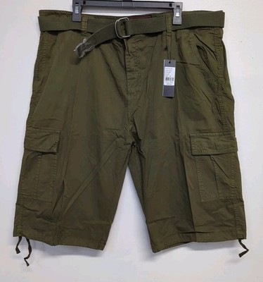Galaxy By Harvic Belted Waist Classic Fit Cargo Shorts Men's Size 40 Olive