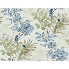 York Premium Peel and Stick Wallpaper Handpainted Songbird Green Blue 45 Sq Ft