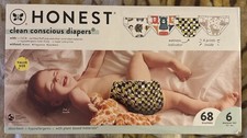Honest Disposable Diapers, 4 Print Pack, Size 6, Open Box, 2 Missing, 66 Total