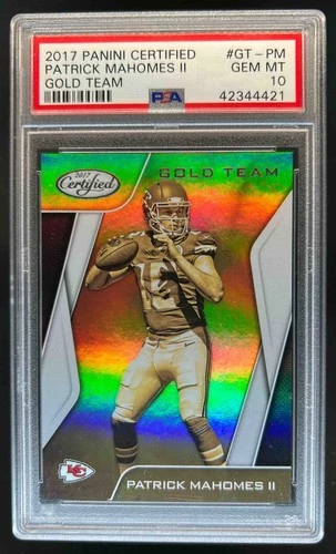 2017 Panini Certified Patrick Mahomes II Gold Team RC #GT-PM Chiefs PSA 10