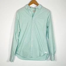 J. Crew Oversized Secret Wash Banker Stripe Button Down Shirt Green