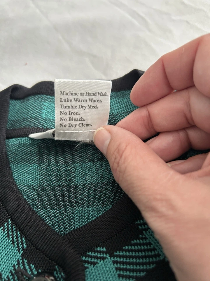 Chaqueta Suéter Exclusivamente Misook Botón a Cuadros para Mujer Talla Mediana Verde Nueva con Etiquetas Foto 4 de 4