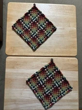 Handmade 2 LARGE 8 1/2 inch Cotton Woven Potholders Fall Earth tone 9 Colors