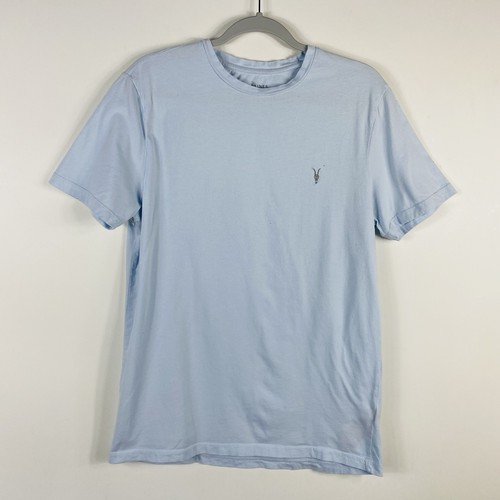 AllSaints Sz Medium Brace Ramskull Tonic Crew Neck T-Shirt Tee Blue 100% Cotton