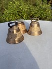 3 Anciennes Cloche Bronze brebis / Chèvre Sonnaille Vache lot de 3 No Simond