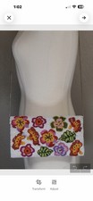 Beaded clutch /Purse Handmade Glass Beads Silk And Suede LinedCrossbody Chain.