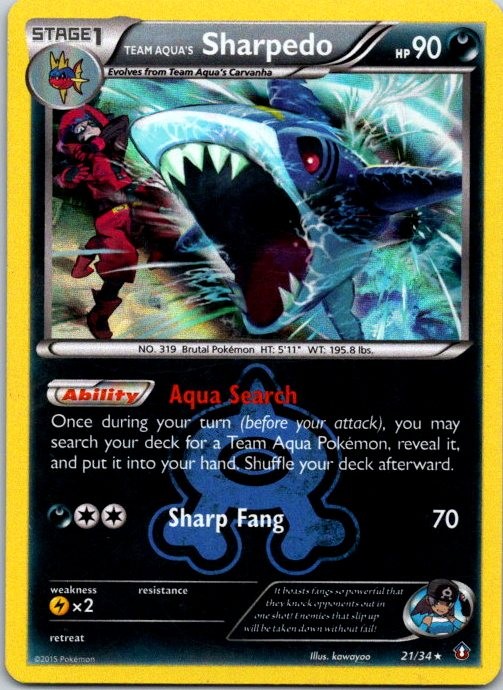 Team Aqua's Sharpedo Holo Holo Rare Double Crisis 21/34 HP