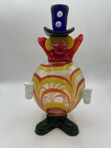 Vintage Murano Italy Clown Hand Blown Art Glass Figurine Fat Belly 10.5” Tall