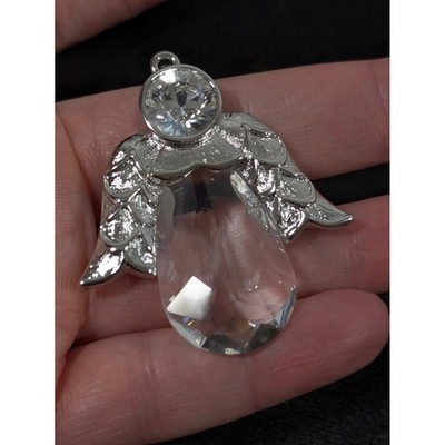 Swarovski Swan Signed Crystal Angel Ornament Silver Tone Holiday