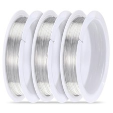 3 Rolls Beading Wire Silver 0.3mm Copper Wires for Jewelry Making, Tarnish Re...