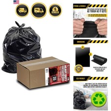Heavy Duty 55 Gallon Contractor Bags - 40 Count, 3 MIL - 38" x 58" - Large Bl...