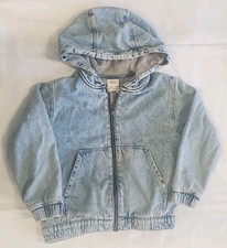 Zara Kids Denim Hoodied Zip Jacket Size 4-5 110cm Light Wash Lined Hoodie 4/5