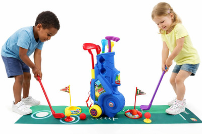 Kinder buntes Minigolf Set Kleinkind Spielzeug Tasche Putting Matte Indoor Outdoor Geschenk