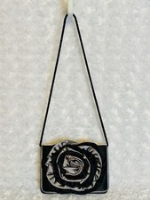 Vintage Jessica McClintock Evening Bag Black Satin Shoulder Clutch Handbag Sweet