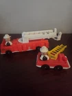 Vintage Fisher-Price Little People Firemen Station Trucks Long Reach + Short