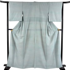 JAPANESE KIMONO KOMON LIGHT GREEN 163 cm 5 ft 4 in PURE SILK AA9519