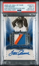PSA 9/10 - 2005 Upper Deck Hall Of Fame TOM SEAVER Silver Patch AUTO 07/10 Mets
