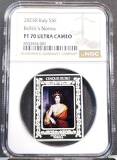 2025 ITALY SILVER 5 EURO BELLINIS NORMA NGC PF 70 ULTRA CAMEO RARE GEM POP 2