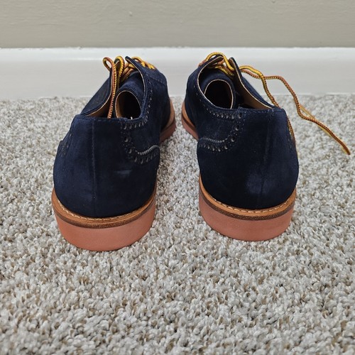 POLO RALPH LAUREN Rhett Navy Blue Suede Brogue Wingtip Oxford Dress Shoes 9.5D - Picture 7 of 11