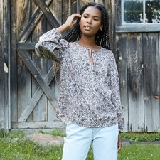 Universal Thread Womens Floral Long Sleeve Tie Front Peasant Top XS NWT