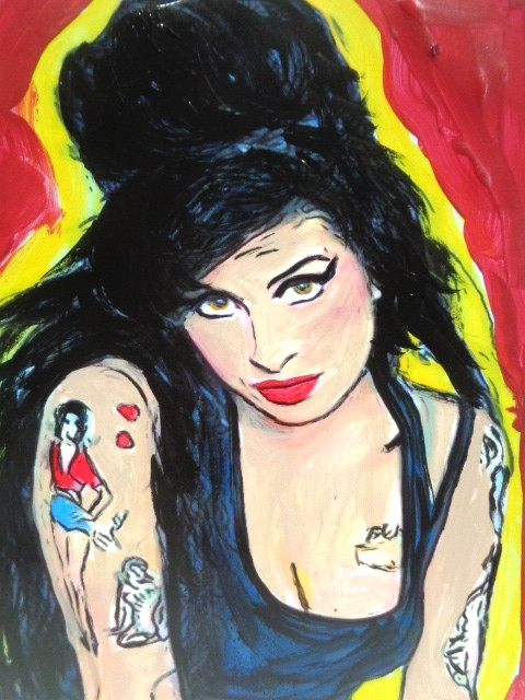 Colorful MUSIC Singer  AMY WINEHOUSE  Abstract  Painting  ART  8X10