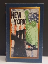 Faux Leather Book Box forStorage with Statue Of Liberty & Brooklyn Bridge Theme 