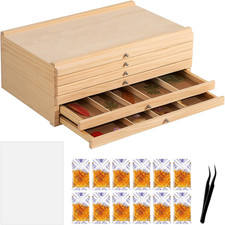 6 Drawer Wooden Pressed Flower Storage Box Set Artist Supply Storage Organizer w