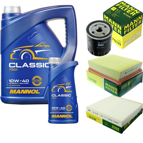 Inspektionspaket 6L Mannol Classic 10W-40 FüR Renault Laguna II Grandtour 3.0-image