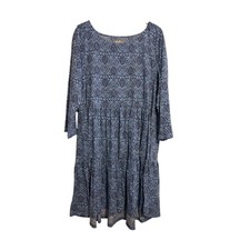 Lilly Pulitzer Dress Tiered Swing Paisley Blue 3/4 Sleeve XXL