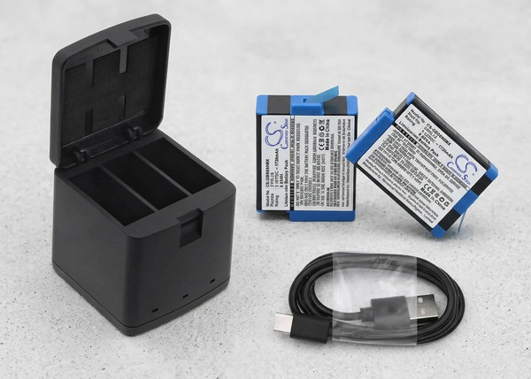 Kit Cargador Triple + 2 Baterías Cameron Sino para GoPro Hero 9 10 11 12 SPBL1B