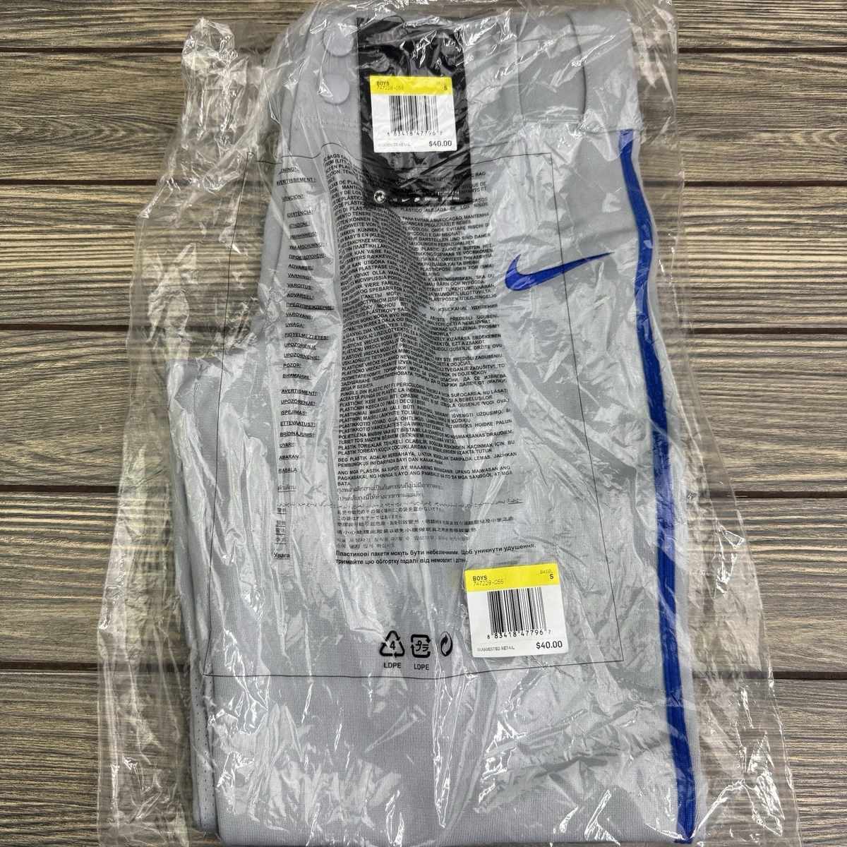 Nike Pro Vapor Baseballhose grau/royal Paspel Jungen S Softball 747228-055 $40