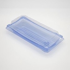 300sets Heavy Duty Blue/Black Rectangle PET Take Out Sushi Tray with Clear Lid