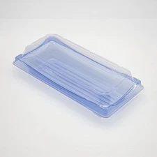 300sets Heavy Duty Blue/Black Rectangle PET Take Out Sushi Tray with Clear Lid