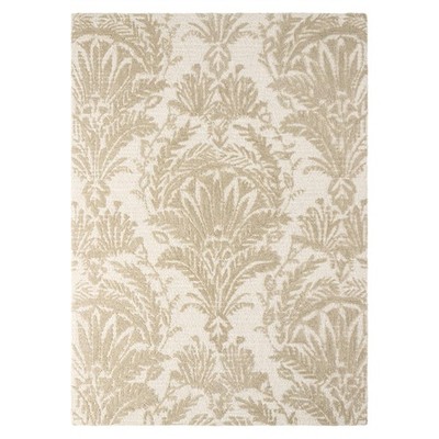 Mod Damask Chambray Handcrafted Area Rug, 100% Wool Rug, Taupe, 5'x7 