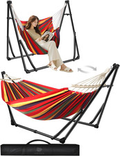 Amaca Da Giardino E Sedia Sospesa Con Supporto Pieghevole, Set Di Struttura per 