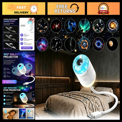 2-in-1 HD Holographic Night Light Projector | 5D Starry Sky, USB, Adjustable Bri