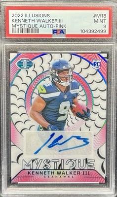 2022 Illusions Kenneth Walker III Pink Auto /35 PSA 9 RC Seahawks Chiefs SB MVP