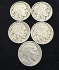 5 Buffalo Nickels Full Date (1925, 1926, 1927, 1928, 1929) Nice Coins