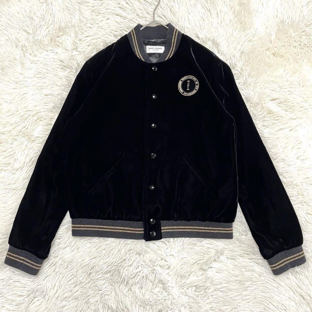 Giacca Teddy Saint Laurent Paris Hedi Velour Palladium Tg 44 Nera Made in Italy