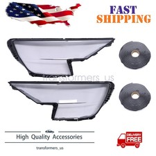 Pair Headlight Lens Cover Shell+Glue For Audi Q8 SQ8 2019-2023 Left+Right Side