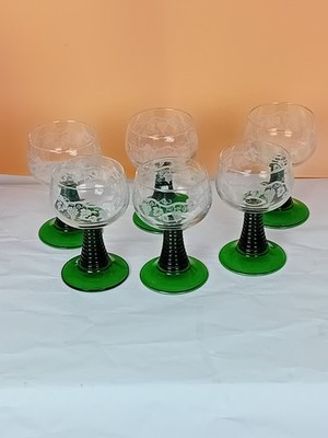 6 Römer Gläser | Luminarc | 0,2 l | Wein, Federweißer | Weinlaub | geeicht |grün
