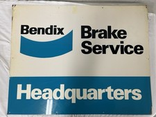 Vintage Bendix Brake Service Headquarters Original Tin Sign Green Back 28&rdquo;x22&rdquo;