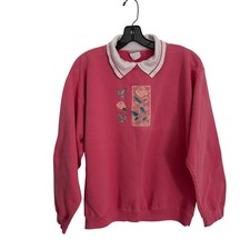 VINTAGE Grandmacore Floral Knit Sweater   Collared Cottagecore Cozy   M/L