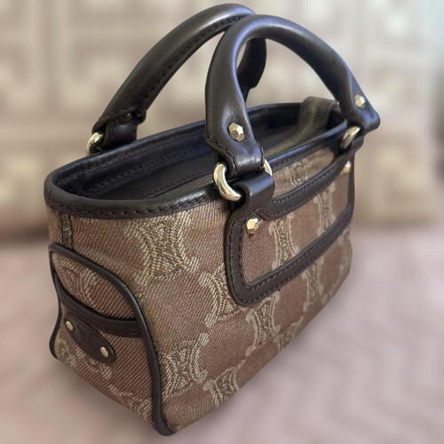 CELINE Boogie Back Women's Canvas x Leather Brown
